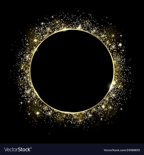 Gold Round Frame And Glitter Glowing Particles Vector Image