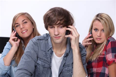 Teenagers Talking On Cellphones Stock Photo Image Of Mobile