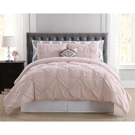 Dp Pc Blush Pink Pinch Pleated Pattern Comforter Full Comforter Set Luxurious Pintuck Textured