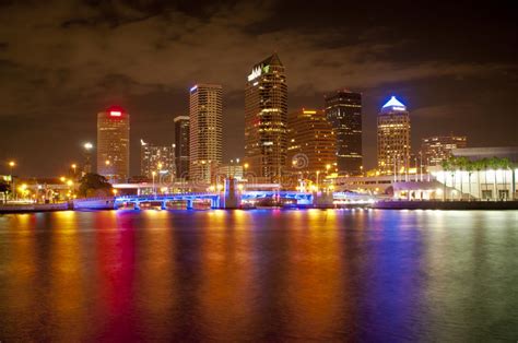 Downtown Tampa At Night Stock Image Image Of City Colored 34356557
