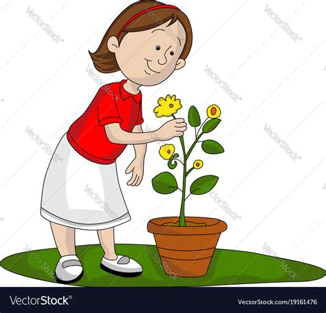 Girl Picking Up Flower Royalty Free Vector Image