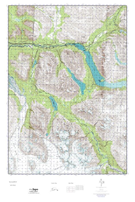 Topographic maps portray the earth's terrain using lines of equal elevation called contour lines. MyTopo Seward B-8, Alaska USGS Quad Topo Map