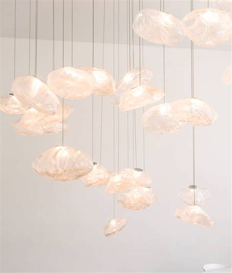 The glass is hand blown without the use of molds using traditional glass blowing techniques by our artist. Bocci LED Blown Glass Long Drop Bubble Chandelier