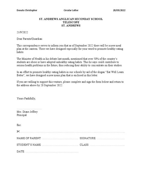 Circular Letter With Tear Off Slip Pdf