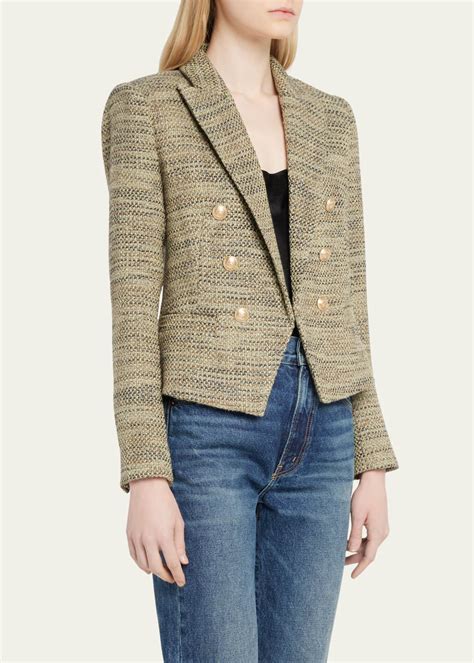 L Agence Brooke Tweed Double Breasted Cropped Blazer Bergdorf Goodman