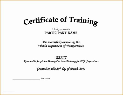 Training Certificate Template Free Of Blank Award Certificate Templates