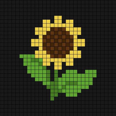 A Pixel Art Template Of A Sunflower Plain Petals No Shading Of A