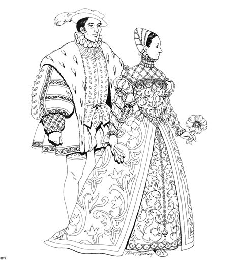 Mega Veel Kleurplaten * renaissance kleding