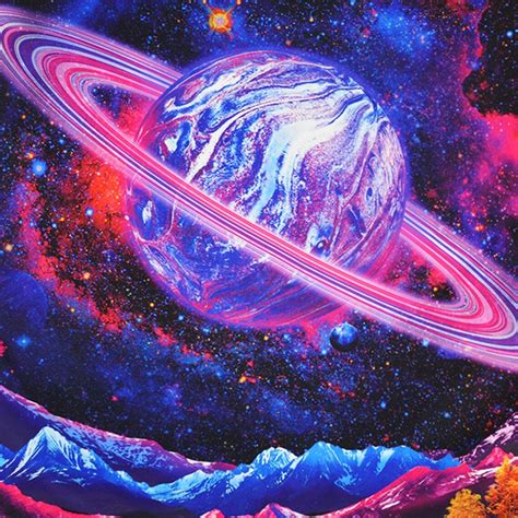 Galaxy Tapestry Trippy Planet Psychedelic Mountain Tapestry Etsy
