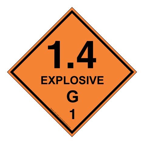 DOT Placard Or Label 1 4 EXPLOSIVE G 1 Orange Hazmat Warning