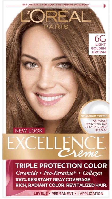 L Oreal Paris Excellence Creme Triple Protection Hair Color G Light Golden Brown Pack Of