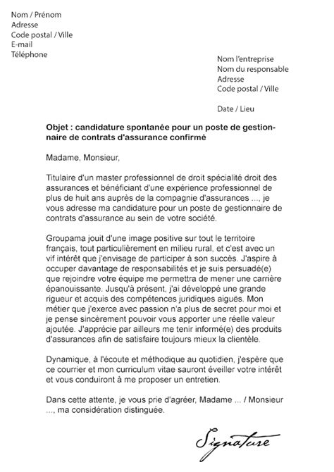 exemple lettre de motivation gestionnaire assurance