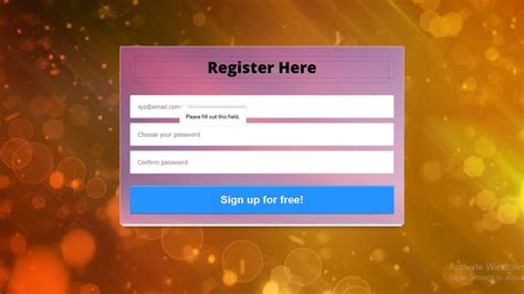 How To Create Registration Form In Html And Css Youtube