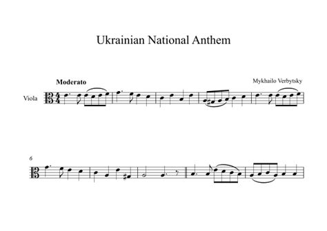 Ukrainian National Anthem Mykhailo Verbytsky Viola Sheet Music Mykhailo Verbytsky Viola Solo