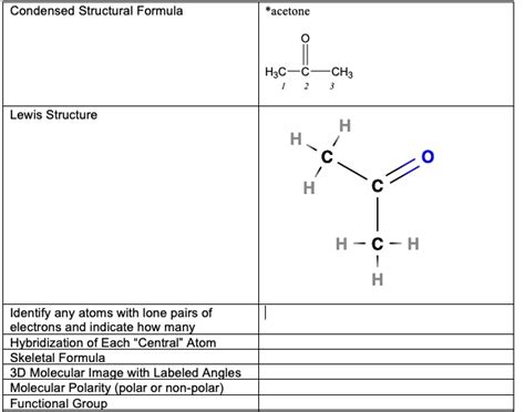 Lewis Dot Structure Of Acetone