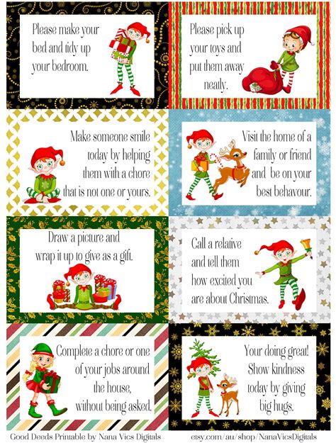 Free Printable Elf Good Deed Cards A4 Enjoy Elf Christmas Card