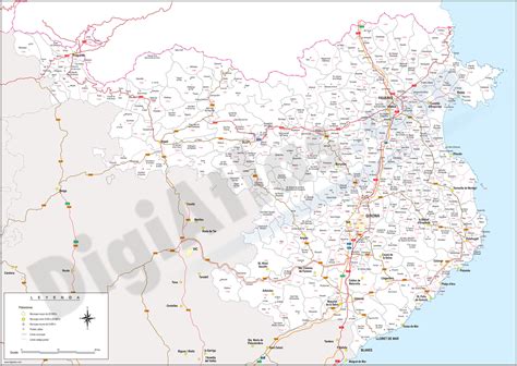 Girona Mapa Provincial Con Municipios Códigos Postales Y Carreteras