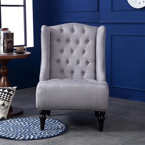 Belleze Tall Wingback Tufted Fabric Accent Chair Tufted