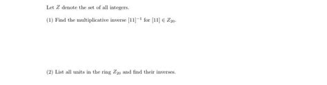 Solved Let Z Denote The Set Of All Integers 1 Find The