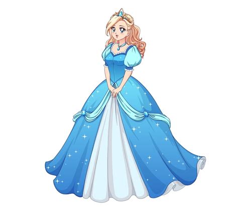 Premium Vector Pretty Anime Princess Standing And Wearing Blue Ball