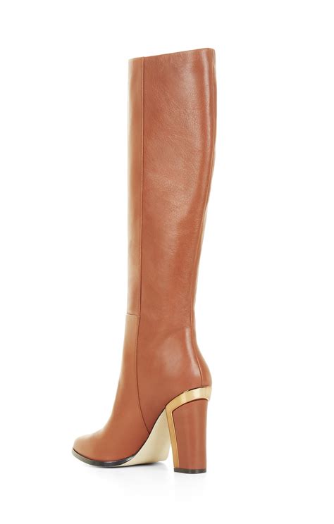Lyst Bcbgmaxazria Oak High Heel Leather Knee Boots In Brown