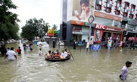 flood waters swirl in south india even as rain eases world dawn