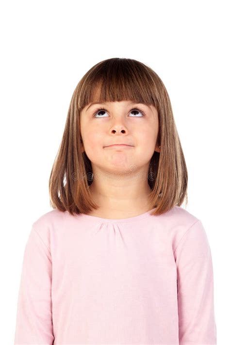 Pensive Small Girl With Pink T Shirt Stock Image Image Of Female Joyful 82399547