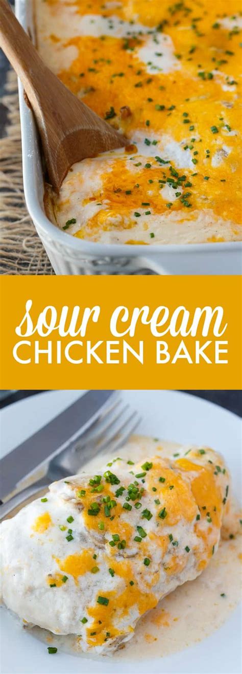 The sour cream that the chicken strips marinated in should leave enough of a coating for the crumbs to grab onto. Sour Cream Chicken Bake - Simply Stacie