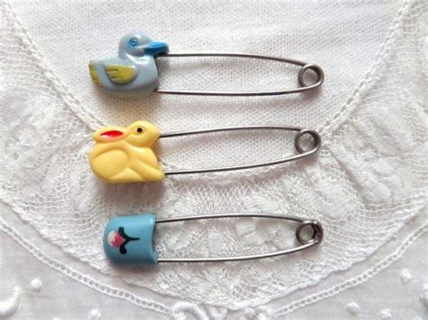 Vintage Baby Diaper Pins Japan Duck Bunny Etsy Diaper Pins Vintage