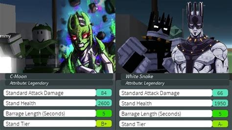 Showcase Whitesnake And C Moon Legendary At Level 1000 Roblox Stand