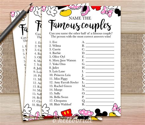 couples shower games printable