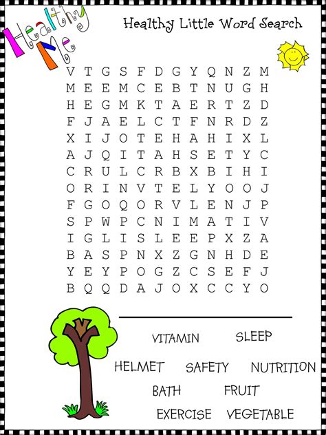 Kid Word Search Puzzles Healthy K5 Worksheets Kids
