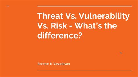 Threat Vs Vulnerability Vs Risk Whats The Difference Youtube