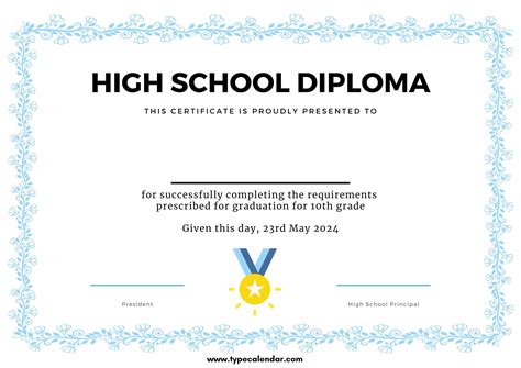 Free Printable High School Diploma Templates [PDF, Word] With Seal