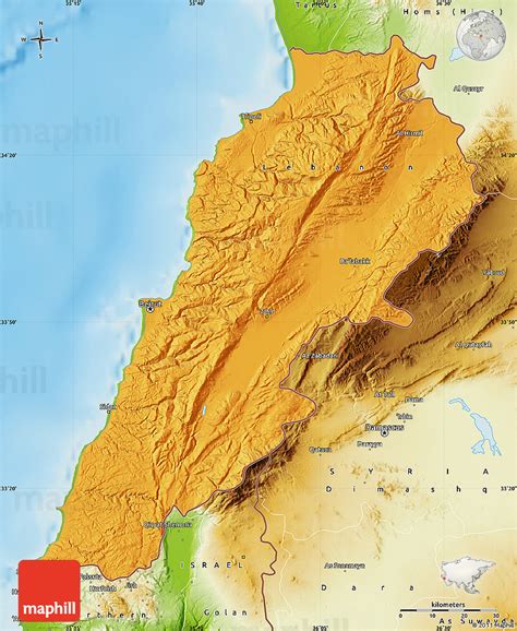 Political Map Of Lebanon Physical Outside