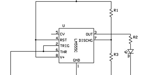 Electronics Diy Hobbyist 555 Basic Timer Circuit With Led On Output