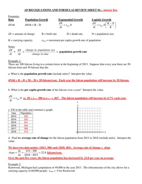 Answer Key Ap Biology Equations And Formula Review