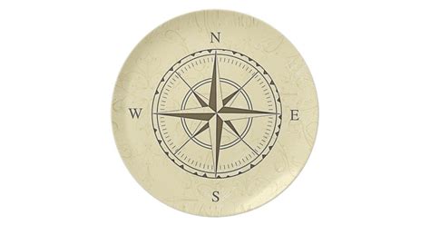 vintage nautical compass rose ivory plate