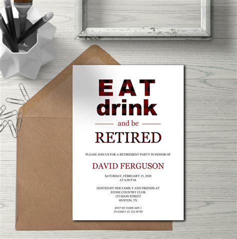 plaid retirement party invitation template red checks funny retirement party instant download
