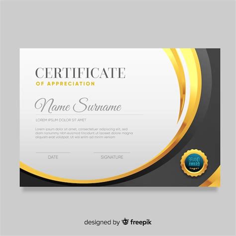 Free Vector Elegant Golden Certificate Template