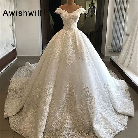 wedding dress 2022 full sleeve sexy v neck sweep train ball gown princess luxury lace vestido de