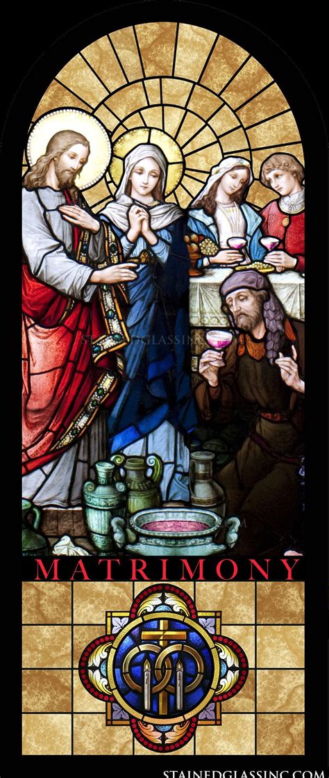 a sacred marriage ceremony is depicted as the scene for christ s first miracle stained glass