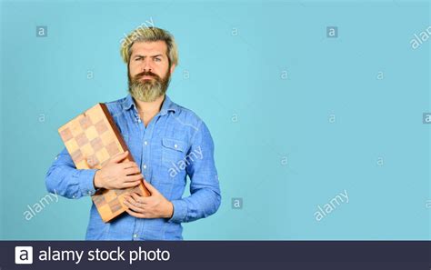 Bearded Man Hold Chess Board Intelligence Quotient Human Brain
