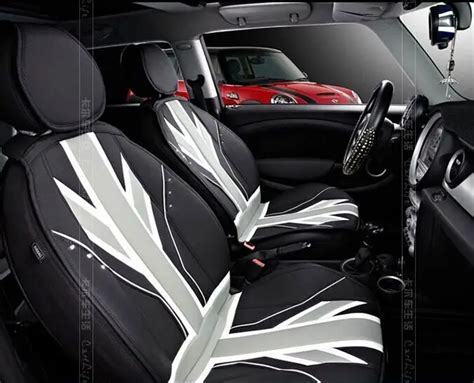 Black Union Jack Leather Four Seasons Leather Car Seat Covers For Mini