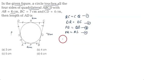 in the given figure a circle touches all the four sides of quadrilateral abcd with ab 6cm bc