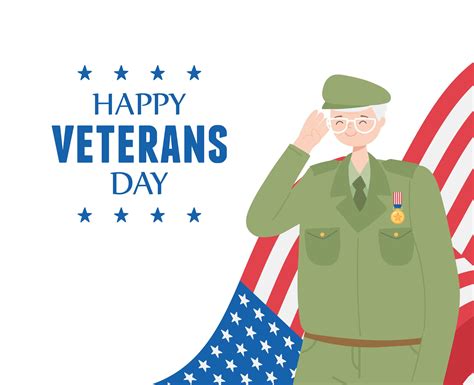 Feliz Día De Los Veteranos Personaje De Dibujos Animados De Soldado De