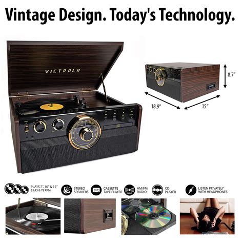 Buy Victrola Empire Mid Century 6 In 1 Turntable With 3 Speed Record