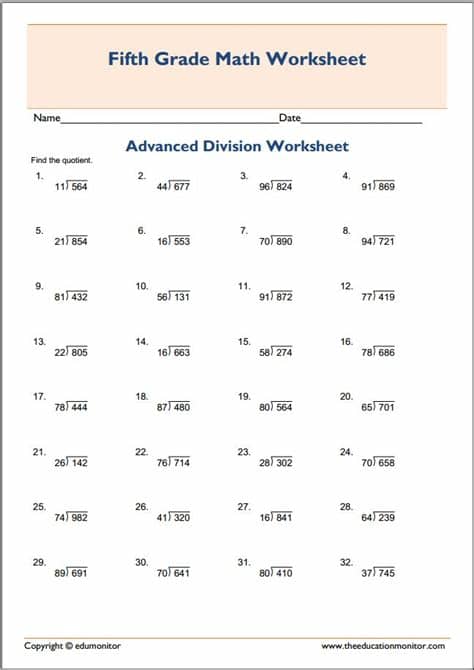 5th Grade Advanced Division Math