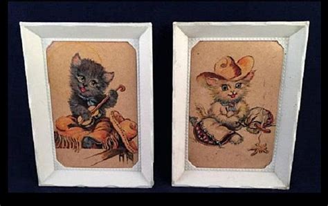 Vintage Kitty Cowboys Wall Hangings Cowboy Kittens Pictures Etsy