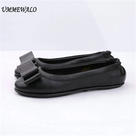 Ummewalo Flat Shoes Women Genuine Leather Soft Ballet Shoes Women High